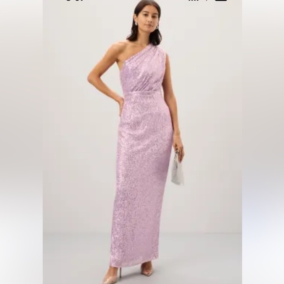 Mac Duggal purple Sequined Ruched One Shoulder Gown - Picture 4 of 10